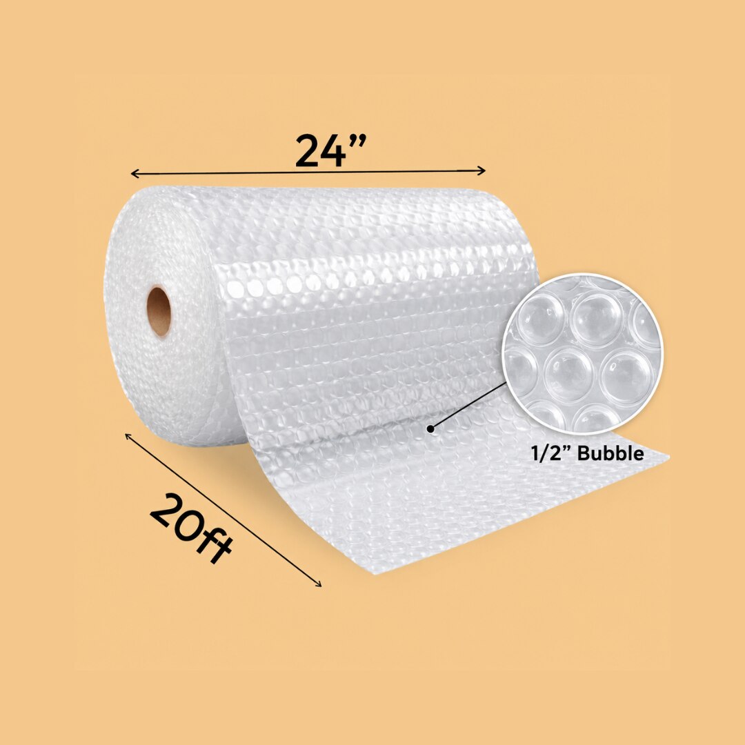 Bubble Wrap Roll — 1/2" Large Bubble (24" × 20 ft / 40 sq ft)